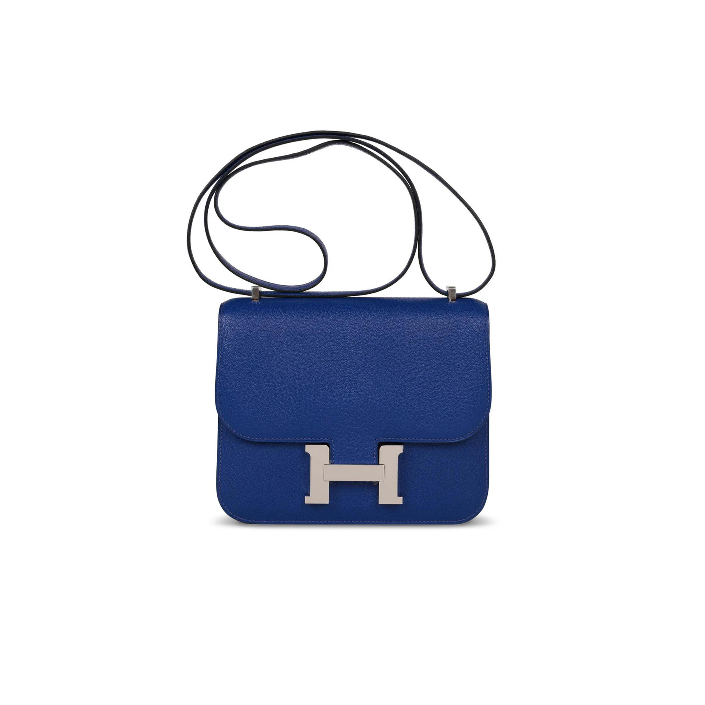 H**me5 constance 18 bleu electric chevre palladium hardware (19*15*4cm)